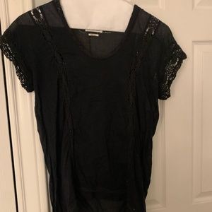 Isabel Marant Etoile black blouse with crochet sleeves and cutouts